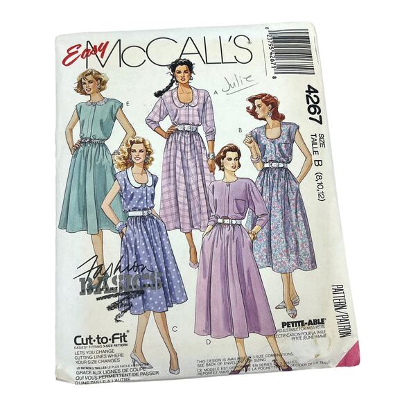 McCall's 4267 Vintage  80s Dress Sewing Pattern Fit & Flare - Picture 1 of 7